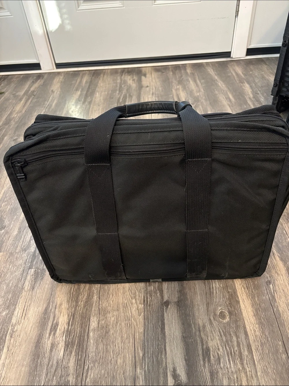 Tumi Black Nylon Laptop Briefcase with Red Logo Tag